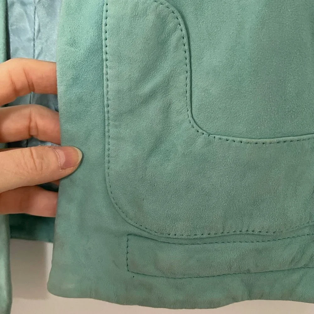 Anne Klein Suede Jacket, Blue - Picture 3 of 6